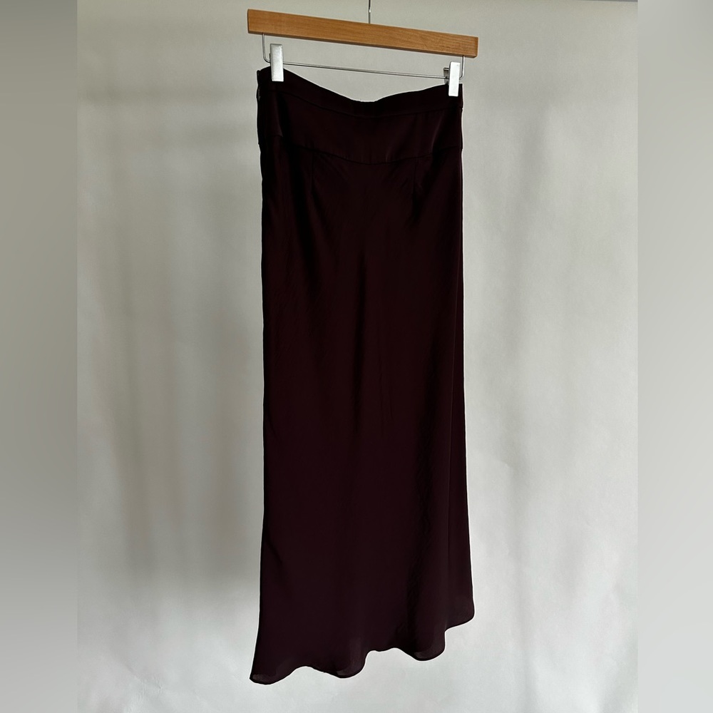 Free People Normani Bias Mahogany Satin Midi Skirt